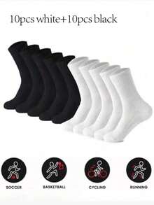 50 pièces/paquet, 40 pièces/paquet, 30 pièces/paquet, 24 pièces/paquet, 20 pièces/paquet Chaussettes de sport ajustées noires et blanches pour femmes, chaussettes de course, convenant pour le cyclisme, chaussettes d'équipage épaisses, confortables pour le port quotidien, chaussettes longues décontractées et chaudes pour couples, antibactériennes et respirantes, convenant pour le port à la maison, 12 pièces/paquet, 10 pièces/paquet, 8 pièces/paquet, 6 pièces/paquet, 4 pièces/paquet, 2 pièces/paquet - Multicolore - Voir 32