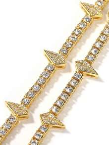 Vòng tay dây xích tennis thiết kế mũi tên đính đá Cubic Zirconia 5mm, phụ kiện tối giản unisex, trang sức đôi cao cấp nhẹ nhàng, đa năng từ thương hiệu nhỏ, phù hợp để đeo hàng ngày và phong cách đường phố. - Chuỗi vợt tennis Arrow - Xem 4