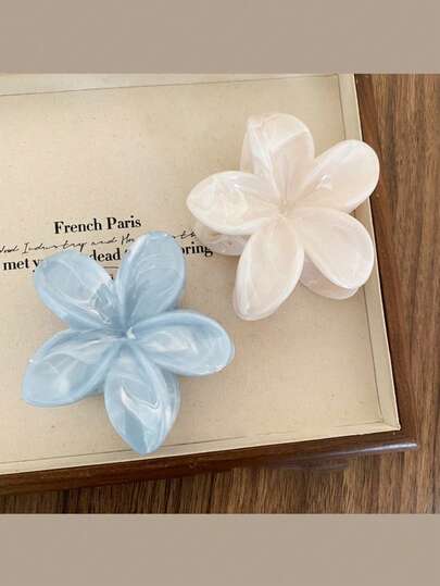 1 chiếc kẹp tóc hình hoa, kiểu dáng Bohemian màu xanh lam vân đá cẩm thạch mùa xuân/hè, kẹp tóc hoa cúc ombre, phụ kiện tóc cho kỳ nghỉ biển, du lịch.