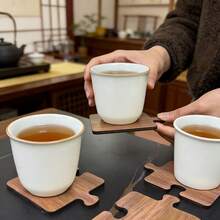 4pcs Jigsaw Puzzle Wood Coasters, Interlocking Rustic Brown Coasters Set, Rustic Brown Wood Coasters, Desk Protector For Home Kitchen Decor, Tea Bar Decor Wedding Anniversary Table Decoration,Engagement Party Table Mat,Romantic Wedding Gift - Puzzle Coaster - View 7
