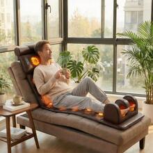 HanTai Complete Set Of Large Gray Full-Body Heating Massager Featuring Two Styles Of Velvet Fabric, Including A Neck And Foot Device Along With A Massage Headrest, Lumbar Mat, Timer, And A Comfortable, Durable Design With A Non-Slip Base - US A Type Plug(110-127V) - View 2