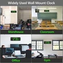 13-Inch Digital Wall Clock With Large Display, Spanish Language Display, Multifunction LED Clock With Time, Date, Day, And Temperature, 12/24H And ℃/℉ Format, Remote Control Included, Timer And Stopwatch, Easy-To-Read Electronic Clock For Home, Office, School, Gym, And Business, Clear Display For Seniors, Powered By Cable With Backup Memory - 1PC - View 7