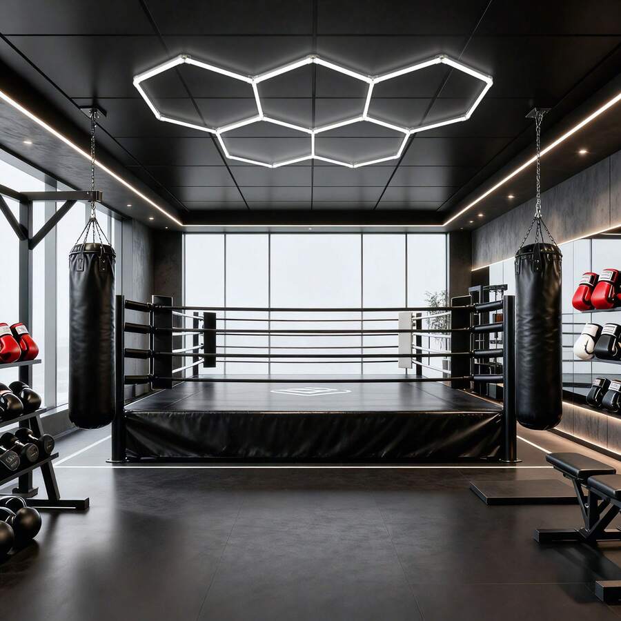 Gonengo Modern Auto Repair Work Led Honeycomb Light Indoor Led Garage Gym Lighting 6500K - White - View 1