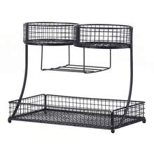 Senmeo 1PC 3-Tier Black Heart-Shaped Fruit Basket Bowl, Countertop Storage & Display Rack For Fruits/Vegetables/Snacks, Picnic/Wedding/Party Holiday Gift - 雙頭款 - 查看 2