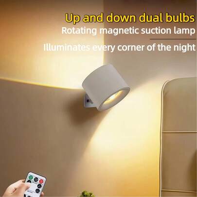 Đèn tường LED dùng pin sạc, 3 mức độ sáng, 3 nhiệt độ màu, điều khiển cảm ứng, sạc USB, đế từ xoay 360°, cảm biến hồng ngoại và điều khiển từ xa cảm ứng - Thích hợp cho đầu giường, phòng ngủ, phòng khách, phòng học, trang trí Giáng sinh, lối vào cầu thang, hành lang, quầy cà phê, quầy bar và nhiều khu vực khác.