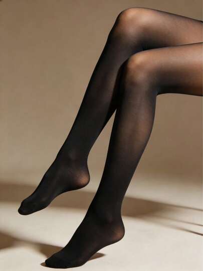 1双女士亲肤哑光黑色透明丝袜，塑形防起球，适合日常穿着