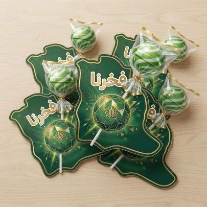 Cartão Pirulito Edição Limitada, Cartão de Doces com Tema do Mapa da Arábia Saudita, Doces com Tema de Futebol, Cartão com Tema do Dia Nacional da Arábia Saudita, Cartões de Cumprimentos, Presentes para Celebrações 20 unidades 10 unidades