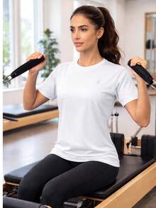 Kit Of 2 Women's Dry Short Sleeve T-Shirts For Basic Gym Workout - White/Red - View 7