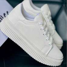 Women's White Casual Platform Sneakers Lightweight Comfortable - White - View 8