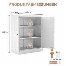 88 Cm High, Freestanding Storage Shelf In White Metal – Kitchen Cabinet With Height-Adjustable Shelves, Ergonomic Handles, Assembly Required, Space-Saving Kitchen Storage. - 白色 - 查看 2