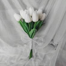 白色马蹄莲新娘伴娘手捧花束婚礼花束人造花束婚礼鲜花新娘配饰，婚礼摄影棚手捧花，夏季，海滩 - 白色 - 查看 15