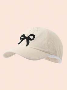 Bow Tie Kids Baseball Cap, Breathable Quick-Drying Sunshade Cap For Girls, Ponytail Hole, Large Brim Sun Protection Hat, Spring/Summer - Multicolor - View 8