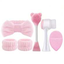 Bộ chăm sóc da mặt 6 món - Dụng cụ làm sạch da mặt, bộ cọ đắp mặt nạ SPA làm sạch sâu, bao gồm băng đô nhung mềm mại, cọ tẩy tế bào chết nhẹ nhàng, cọ làm sạch silicon nhỏ, dụng cụ chăm sóc da cầm tay, phù hợp cho phụ nữ, món quà hoàn hảo cho Ngày của Mẹ. - Bộ sáu món - Xem 10