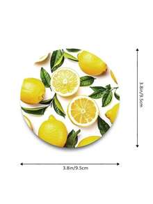 6pcs Lemon Leaf Pattern Yellow Minimalist Style Unique Fashionable Wooden Coasters, Suitable For Kitchen, Living Room And Dining Room - Multicolor - View 2