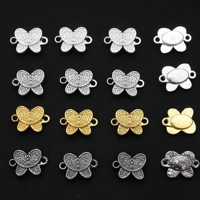 4pcs 11x16mm Magnetic Clasps For Jewelry Making - Butterfly & Flower Design Magnetic Connectors, Ideal For DIY Bracelets, Necklaces, Anklets & Handmade Accessories (Gold/Silver/Antique Silver)