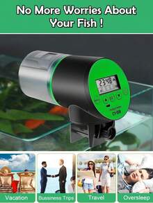 ENSSU Alat Pemberi Makan Ikan Otomatis, Dispenser Makanan Ikan Otomatis Isi Ulang dengan Timer dan Layar LCD, Alat Pemberi Makan Ikan/Kura-kura Elektrik Cerdas Tahan Lembap untuk Akuarium & Tangki Ikan, Kapasitas Besar 200ml - MultiWarna - View 7
