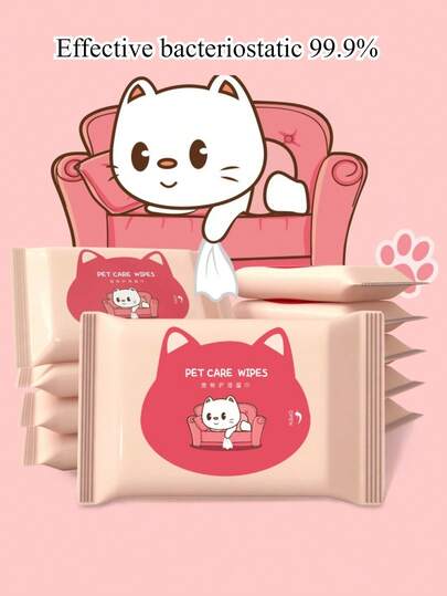 Khăn ướt cho thú cưng, khăn ướt cho mèo và chó, khăn không cần xả lại dùng để làm sạch bàn chân, lau nước mắt, khử mùi và chải chuốt.