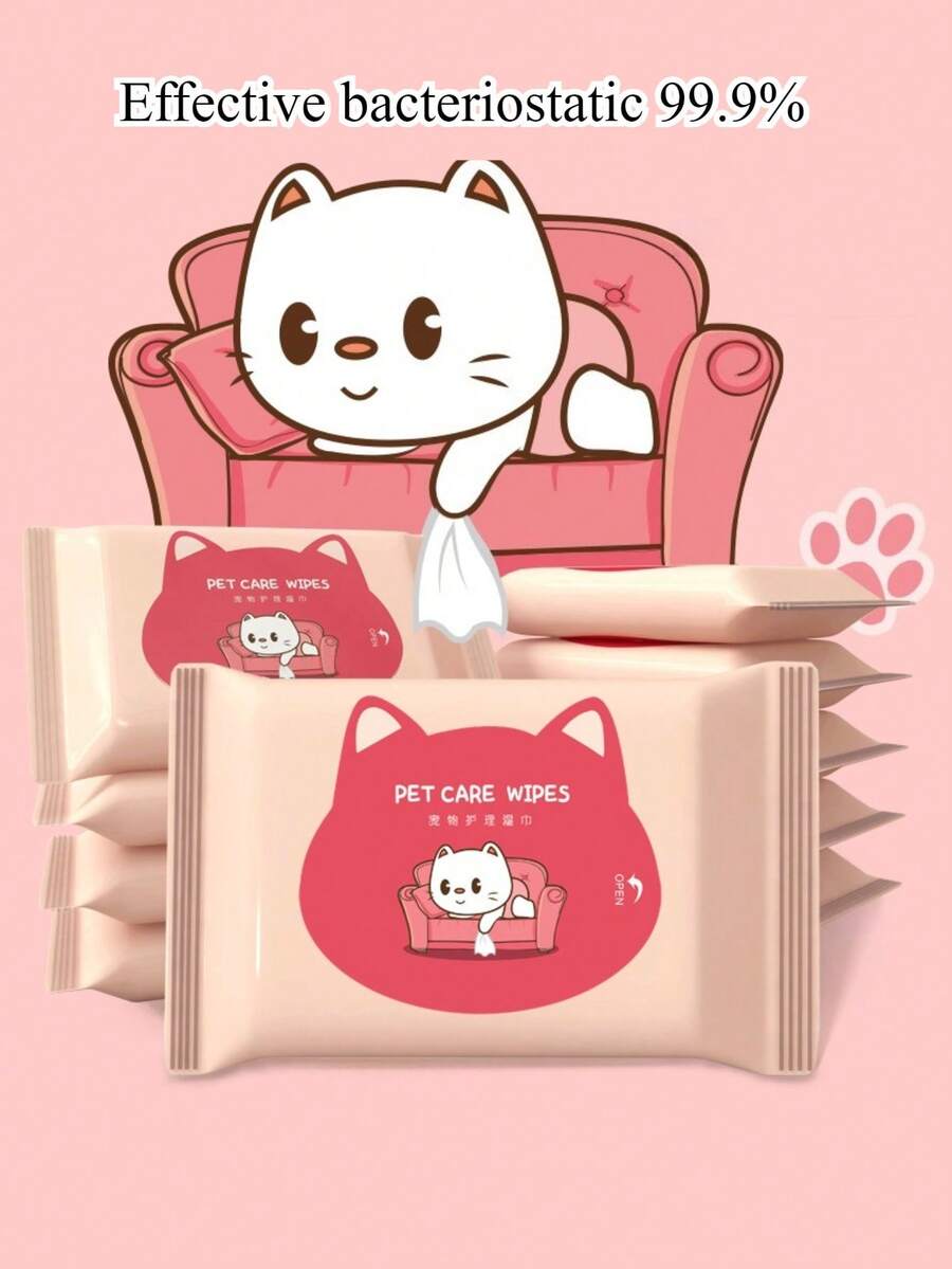 宠物湿巾，猫狗专用湿巾，免冲洗湿巾，用于清洁爪子、擦拭眼泪、除臭和梳理毛发 - 無味 - 查看 1