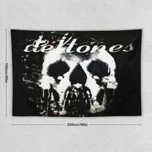 1PC Deft-Ones Metal Band Album Tapestry Wall Decoration, Art Home Decoration Suitable For Bedrooms, Living Rooms, Balconies - For Fans, Providing Unique Gifts, Room Flags And Door Curtains Decoration Background Arrangement - 1PC - 查看 12