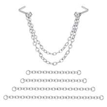 Bộ 5 chiếc khuyên mũi thanh lịch - Khuyên mũi hình chữ L kép bằng thép không gỉ 316L kèm dây xích 3.5-5cm, không gây dị ứng, dành cho nữ. Khuyên mũi hình hoa, trái tim, ngôi sao và hình tròn đính đá Cubic Zirconia, thích hợp đeo hàng ngày, dự tiệc hoặc lễ hội. - Khuyên mũi - Xem 16