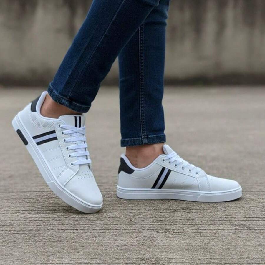 Men's Casual White Sneakers, Lightweight Comfortable, Launch 2025 - White - View 1