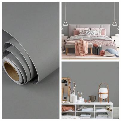 Giấy dán tường tự dính màu xám mờ, kích thước 40cm*100/300/500cm, phong cách tối giản hiện đại, chống bám bẩn, có thể tháo gỡ, thích hợp cho việc trang trí lại tường phòng khách, phòng ăn.