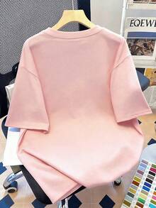 胖貓「我很好」趣味印花短袖寬鬆版夏季休閒T恤 大尺碼女款日常穿搭 情人節新年禮物 粉色 - 粉色 - 查看 3