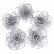 5pcs Burnt Edge Mesh Flower, 4.5cm 3D Floral Decor, For DIY Brooch, Bag Decoration, Wedding Corsage, Wristband, Necklace Flower, Clothing Accessories - Net Flower - View 10