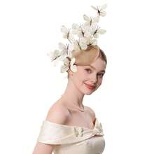1 chiếc mũ cài tóc Fascinator hình bướm Monarch đính lông vũ, băng đô cài đầu dự tiệc trà cho đám cưới - A - Xem 3