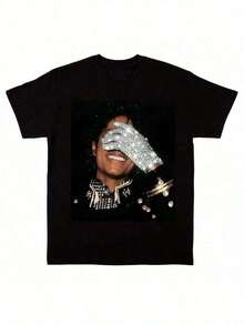 Classic Michael Jacksons King Of Pops-Shirt,Men Fashion Rock-Shirt,% Cotton-Shirt,Suitable Fans,& Holiday Men And Women Graphic Tee, Music,MICHAEL JACKSONS V4 TEE Vintage Graphic 90s Tee, Hop Streetwear Unisex Woman And Man Unisex Him Her, Y2K Style,Jackson Glove Graphic-Shirt FJPA KR0Q - 黑色 - 查看 12