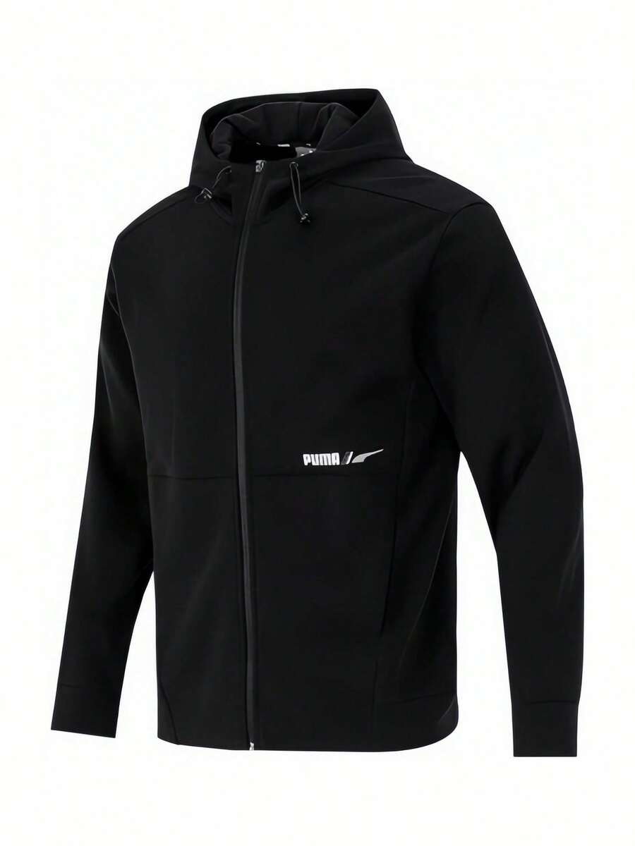 Puma Men's Loose Fit Hooded Running Sports Jacket - Black - View 1