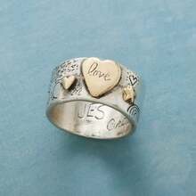 1 Pc Vintage Silver Color Carving Star Heart Rings For Women Party Daily Wear - Silver Color - View 1