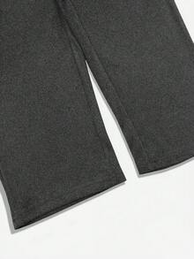 HUTENER 大尺碼女款純色繫腰口袋休閒七分褲 夏季 - 深灰色 - 查看 5