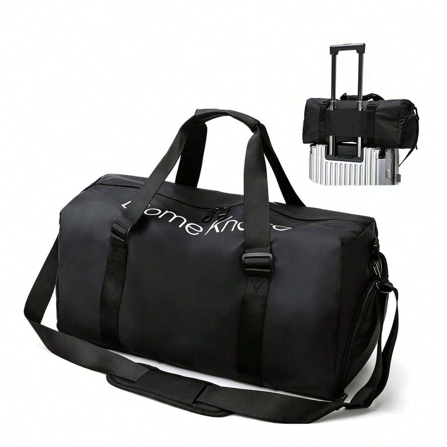 BAGCO Bolsa de gimnasio unisex impermeable con compartimento para zapatos y bolsillo impermeable; bolsa deportiva multifuncional para el fin de semana, adecuada para viajes, deportes, fitness y entrenamientos. - Negro - Ver 1