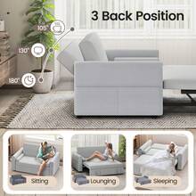Jooli H 2 Seater Sofa Bed, 3-In-1 Convertible Pull Out Sleeper Sofa With 3-Position Adjustable Backrest, Side Pockets For Living Room, Guest Room, Light Grey - Light Gray - Two-seater - View 4
