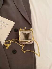 新款前卫小巧夹扣包，可爱单肩迷你包，斜挎迷你包，小公主零钱包，晚宴包，奢华女士零钱包 - 淺粉色 - 查看 11