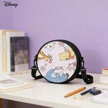Disney Winnie The Pooh & Friends Cherry Blossom Print Round Crossbody Bag, Multifunctional Small Round Backpack Suitable For Casual Travel, Shopping, Lightweight Durable Polyester Shoulder Bag With Zipper - One Size - View 3