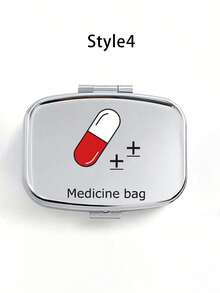 Square Pill Box, Printed Capsules, Pill, Letter, Medicine Bottle Letters " Medicine"Patterns,Four Styles Are Available, Portable Pill Storage Compartments, Mini Metal Storage Box, Portable Jewelry And Pill Box, Travel Pill Case, Large Compartment, Weekly Pill Organizer,For Daily Medication & Vitamins, Essential For Doctors And Nurses, Emergency Needs, Travel, Hiking Emergency Rescue - Multicolor - View 12