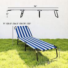 Outsunny Folding Chaise Lounge Pool Chairs, Outdoor Sun Tanning Chairs With 5-Level Reclining Back, Steel Frame For Beach, Yard, Patio, Green - 藍白色 - 查看 4