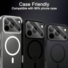 3片装后置摄像头钢化玻璃保护膜，兼容 17 Pro Max/17 Pro/17 Air/17/16 Pro Max/16 Plus/16E/15 Pro Max/14/13 Mini/12/11 - 高清透明全覆盖保护 - 無色 - 查看 2