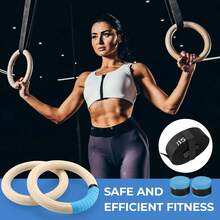 Wooden Gymnastic Rings With Straps Gym Rings Crossfit Gymnastics 28mm / 32mm - Azul - Ver 5