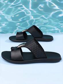 Zapatillas de verano para hombre, sencillas y modernas, con suela fina y antideslizantes, para deportes y ocio. - Negro - Ver 2