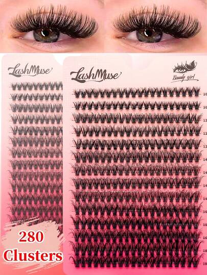280pcs 40D Cat Eye False Eyelashes, European And American Style, D Curl, 10-18mm Mixed Lengths, Soft And Comfortable, Easy To Apply, Suitable For Beginners, Daily, Travel, Party, Great Gift For Friends And Girlfriends, Reusable With High Cost Performance