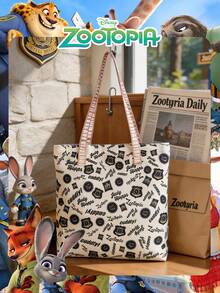 1 Pc Disney Officially Licensed Zootopia/Judy Pattern Canvas Tote Bag, Large-Capacity Shoulder Bag, Lightweight Reusable Shopping Bag – Ideal For Girls, Teens, Cartoon Fans,Youngster, Perfect For Daily Commutes, Grocery Shopping, School Runs, Beach Trips, Holiday Gatherings,Back To School - Multicolor - View 11