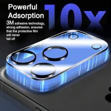 3片装后置摄像头钢化玻璃保护膜，兼容 17 Pro Max/17 Pro/17 Air/17/16 Pro Max/16 Plus/16E/15 Pro Max/14/13 Mini/12/11 - 高清透明全覆盖保护 - 無色 - 查看 4