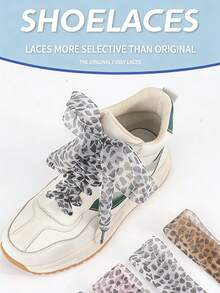 New Leopard Print Shoelaces, 2.5cm Wide, Leopard Pattern Satin Lace Shoelaces, Flat Wide Sheer Ribbon - View 8