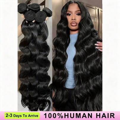 Uveous Extensiones de cabello brasileño con ondas corporales, 1/3/4 piezas, cabello natural/negro intenso, extensiones de cabello Remy de 8 a 32 pulgadas.