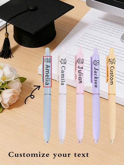 1/5/10pcs Personalized Morandi Quick-Drying Neutral Pens, With Custom Logo/Name Engraving, Suitable As Gifts For Teachers, Mothers, Weddings, Students Back To School And Graduation Seasons, Applicable For Middle School, High School, College Students, New Hires, Office Supplies And More