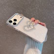 Fashionable Minimalist New Rhinestone-Decorated White Phone Case, Luxury Studded Crystal Design, Instagrammable High-End Niche Goddess Style Full-Body Shockproof Hard Shell, Precise Cutouts Fit The Phone Body, Raised Camera Protection, Ultra-Thin Naked Feel, Wear-Resistant Anti-Scratch Anti-Slip, Easy To Clean And Won't Turn Yellow, Simple Creative Women's Style, Versatile Elegant Vibe, Compatible With Iphone 17 Pro Max/17 Pro/17/16 Pro Max/16/16 Pro/16 Plus/15/15 Pro Max - White - View 5
