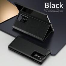 Luxury Flip Smart View Phone Case Compatible With Samsung Galaxy Z Fold 7/6/5 Foldable Leather Case With Stand & Card Slot, Supports Card Insertion. View App Notifications And Answer Calls Without Opening The Flip. Full-Body Protection And Shockproof Cover. - Black - View 4